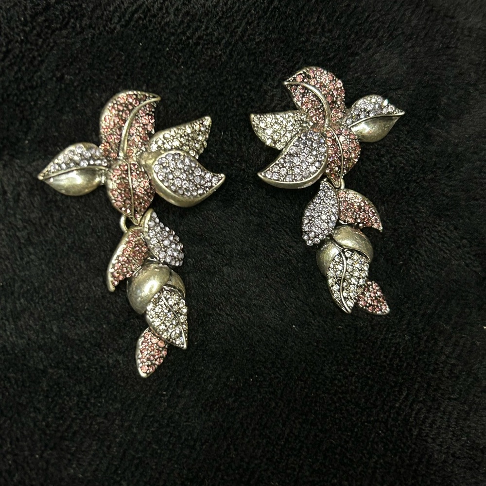 White House Black Market Silver and Pink Crystal Earrings